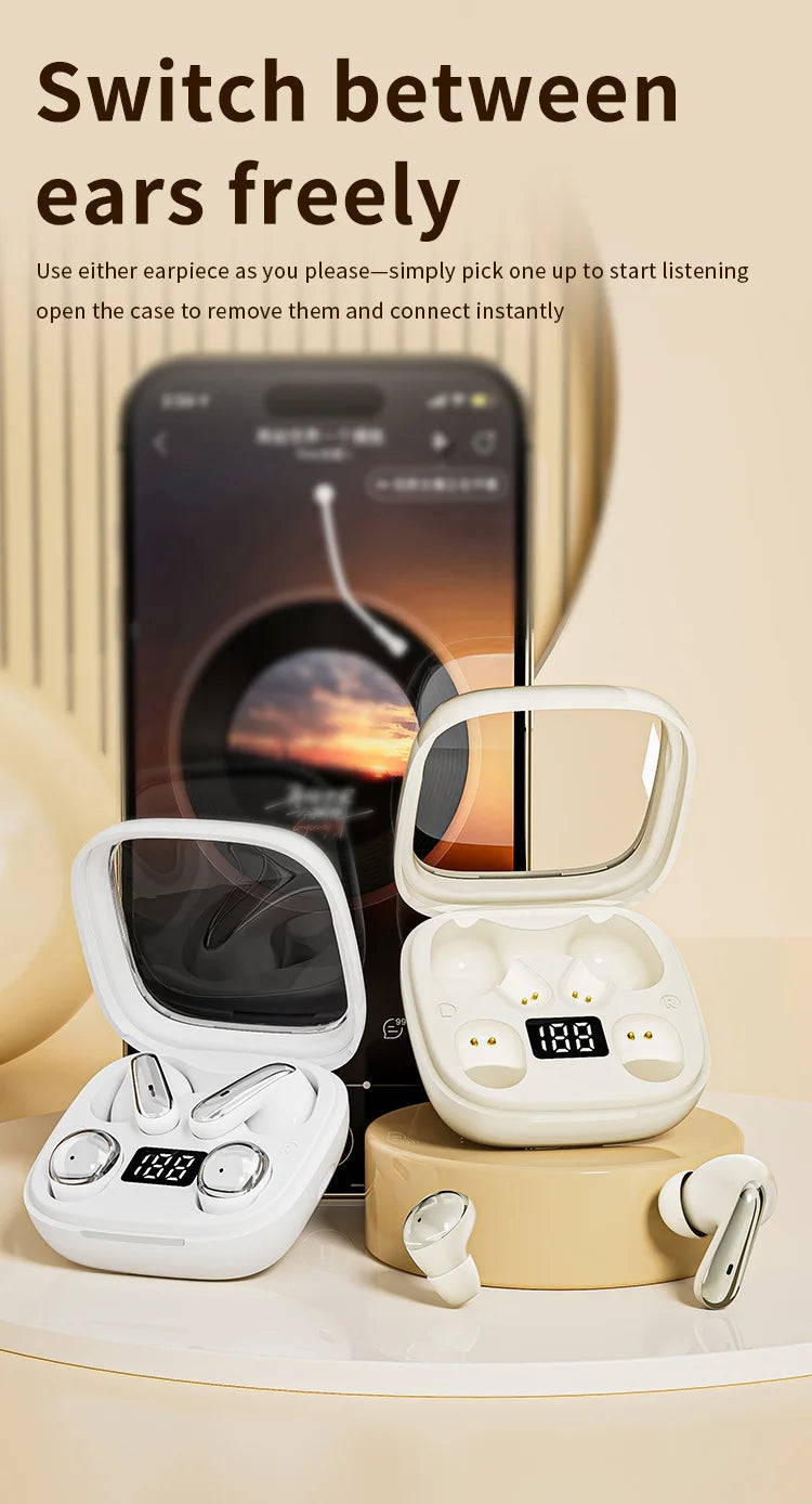 Wireless Bluetooth Earbuds Dual 2-in-1 In-ear for Sleep Running Sports Long Battery Life Couple Set