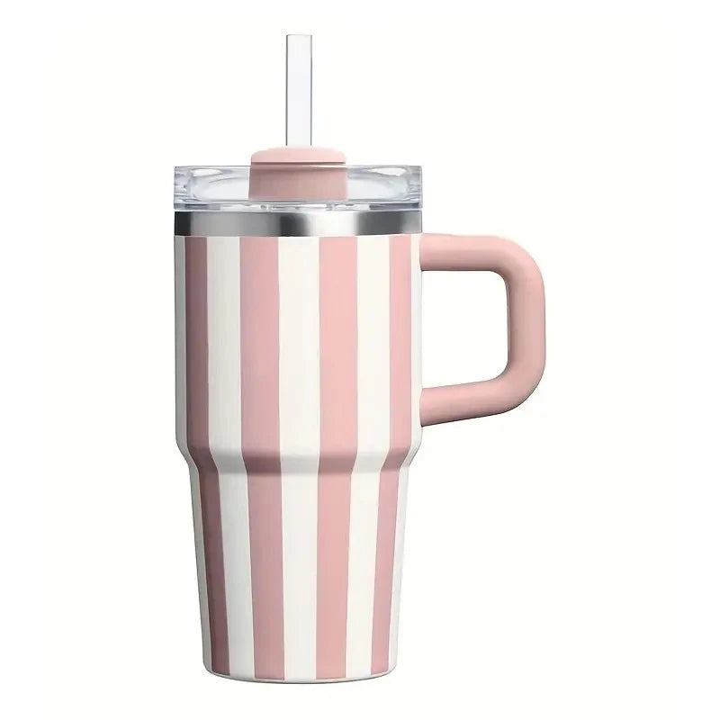 20oz Thermal Water Bottle With Handle and Straw Drinkware Hot Cold Stainless Steel Thermos Portable Car Coffee Cups Thermal Mug