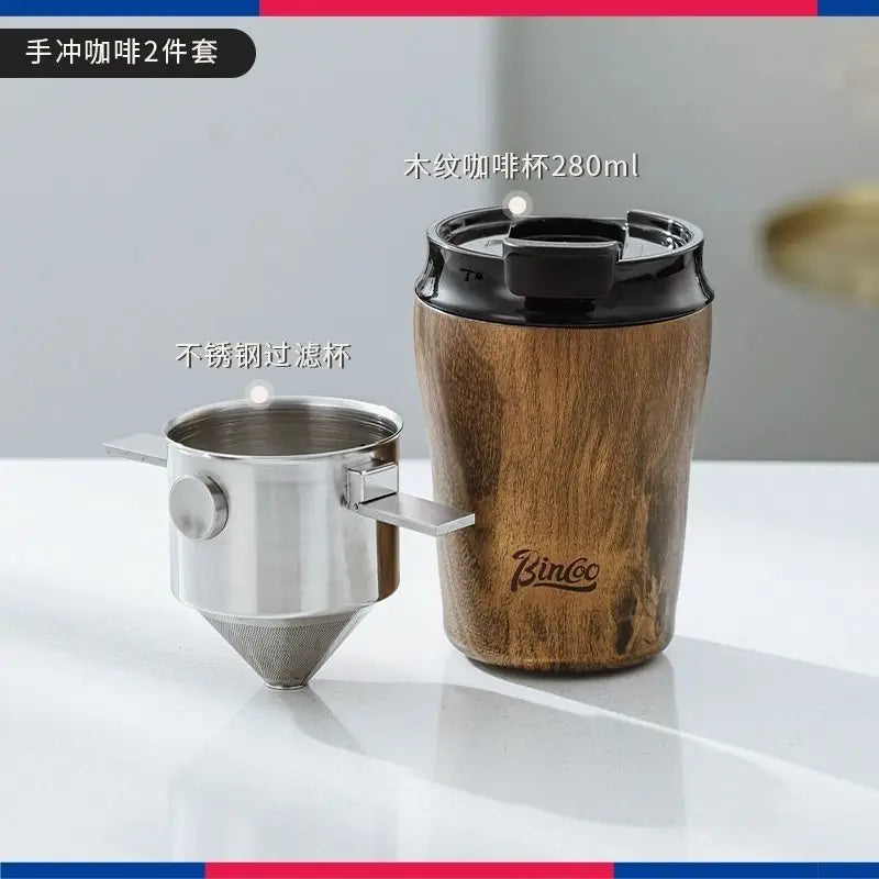 Coffee cup ceramic interior thermos cup Retro high appearance level portable stainless steel water cup