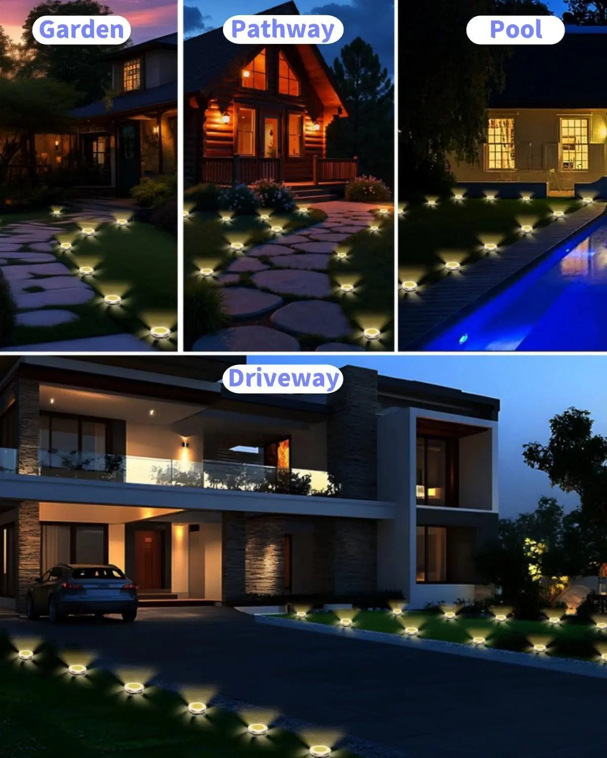 Solar Garden Lights Outdoor 8 LEDs Disk Underground Lamp With Side Light Spotlight Waterproof For Landscape Lawn Decor