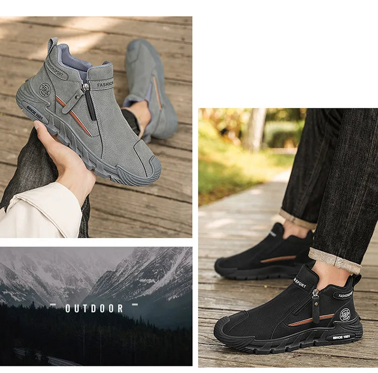 Men's High-Cut Casual Sports Shoes Anti-Slip Wear-Resistant Ankle Boots Outdoor Workwear Footwear for Comfortable Walking
