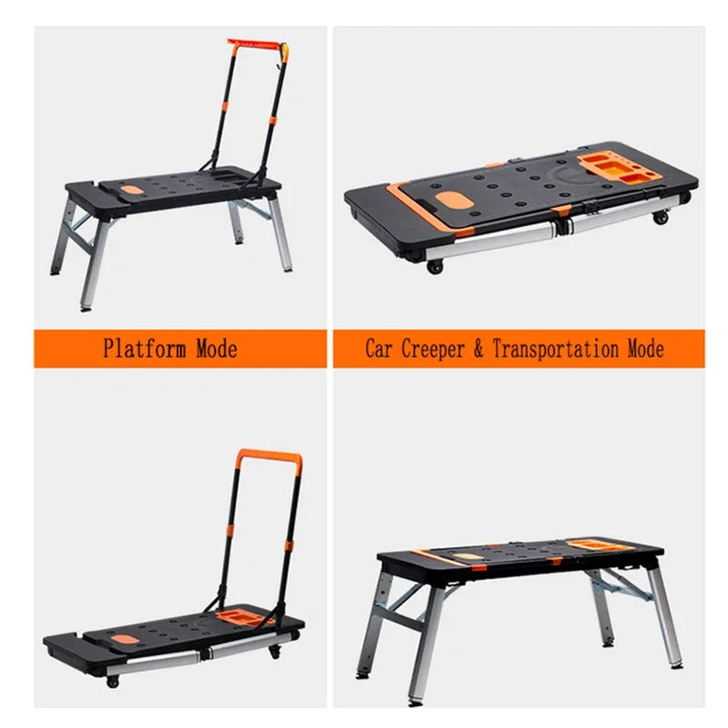 Multifunctional Folding Work Table Portable Trolley Folding Cart With Wheels Workshop Tool Outing Handcart Multifunctional Fold