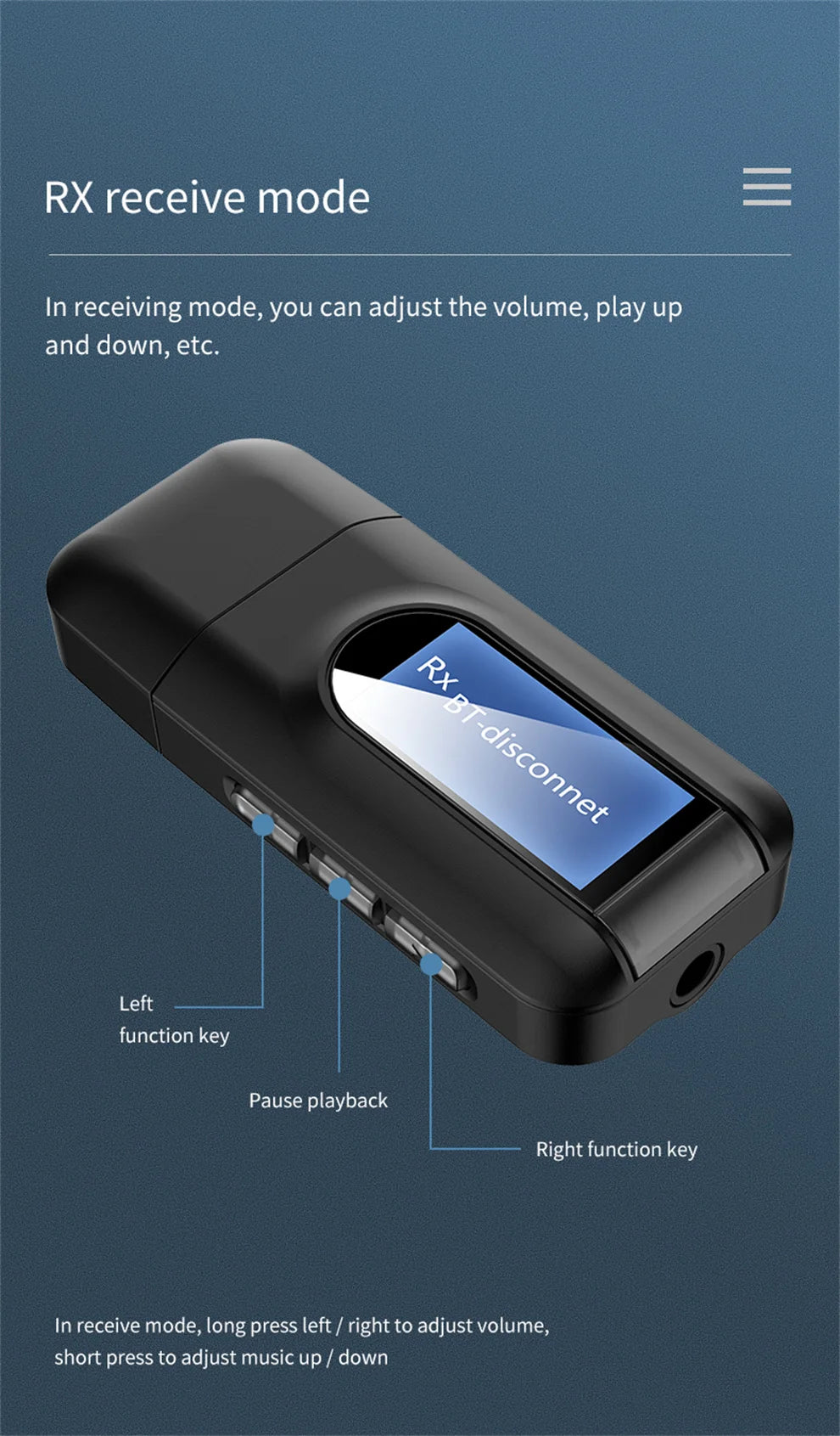 USB Bluetooth 5.0 Audio Transmitter Receiver LCD Display 3.5MM AUX RCA Stereo Wireless Adapter Dongle For PC TV Car Headphones