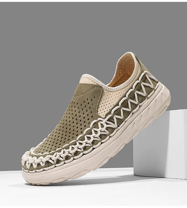 Summer Hand-woven Men's Shoes Fashion Men Casual Shoes Brand Designer Men Sneakers High Quality Outdoor Flats Driving Shoes