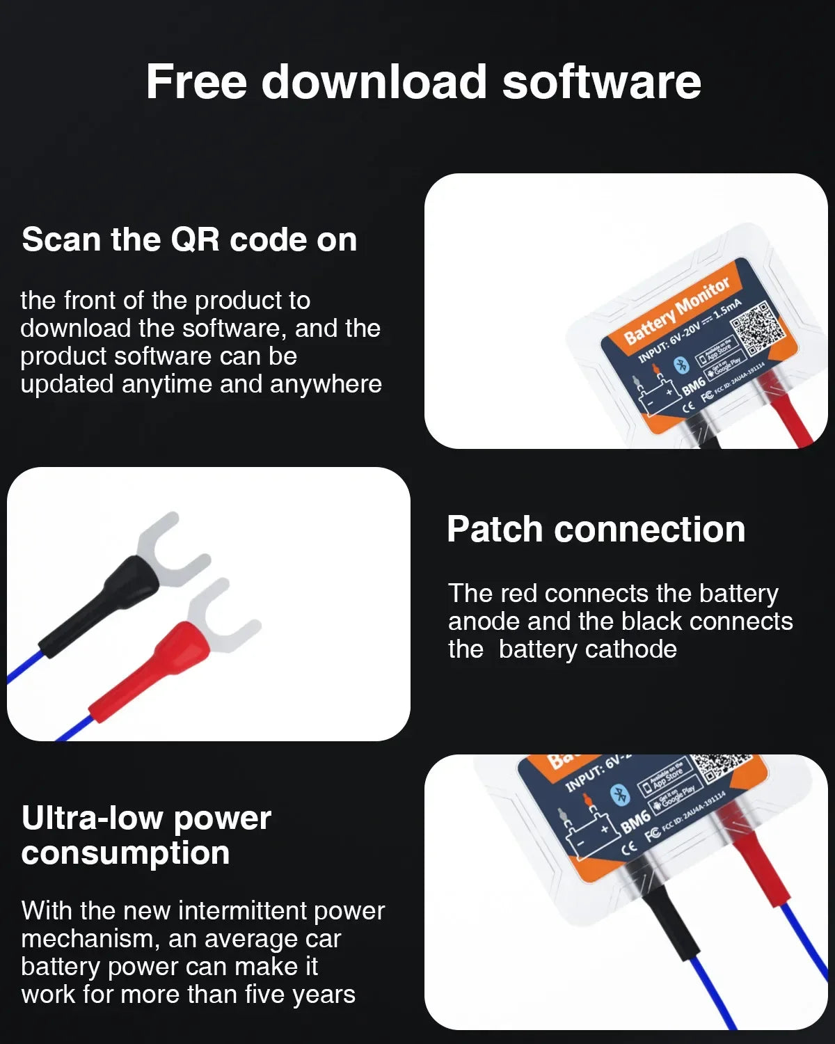 Wireless Bluetooth 4.0 12V Battery Monitory BM6 With Car Battery Health Check APP Monitoring Battery Tester For Android IOS Hot