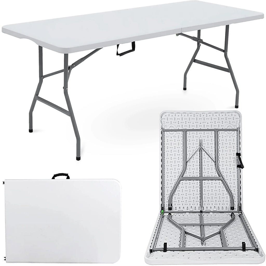 Portable foldable 4/6-foot garden dining table, heavy-duty folding table for dining, indoor and outdoor multifunctional picnic