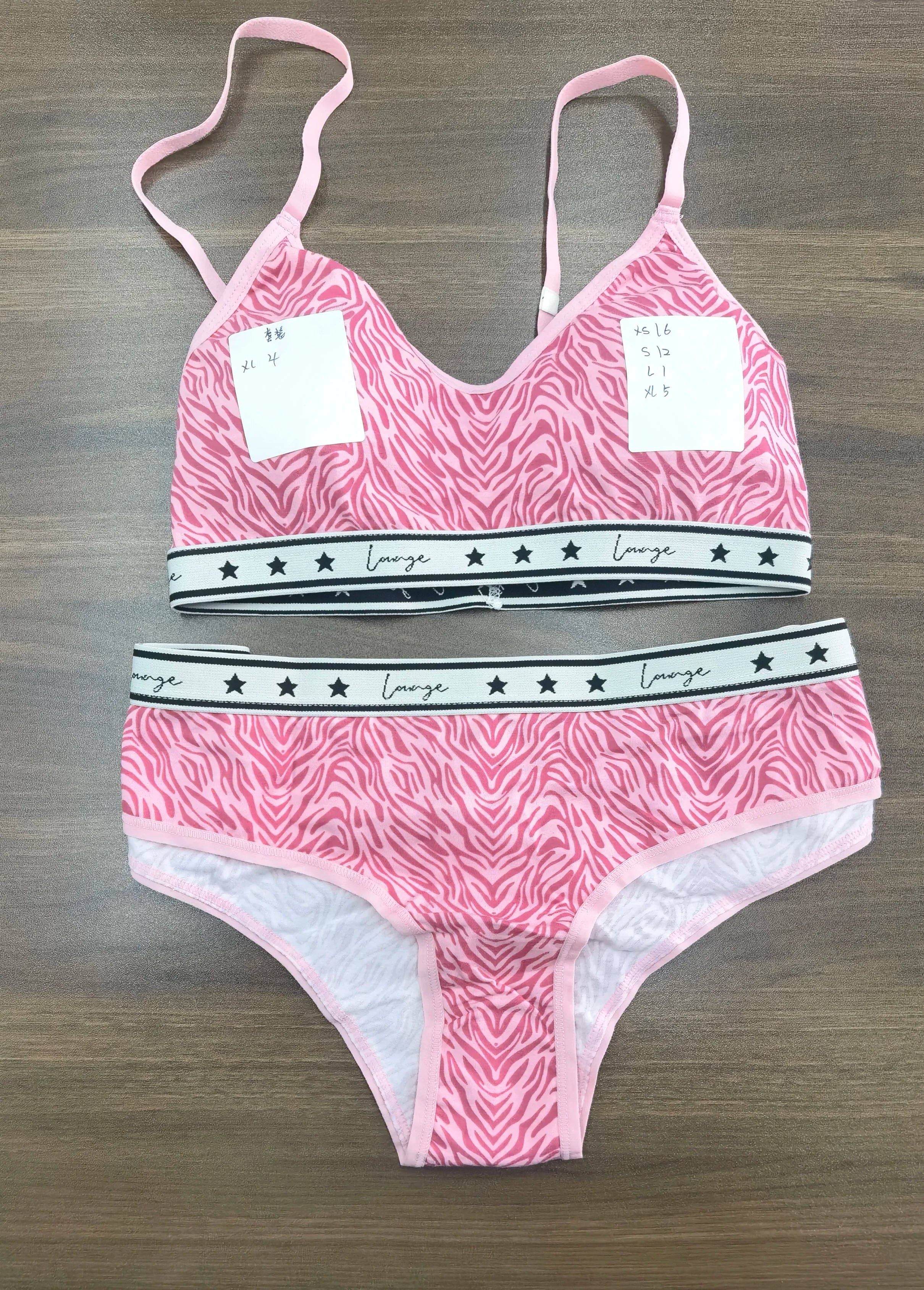 Bra set Sexy Women's Underwear Lounge Style Cotton button printed elastic bra underwear women's pajamas