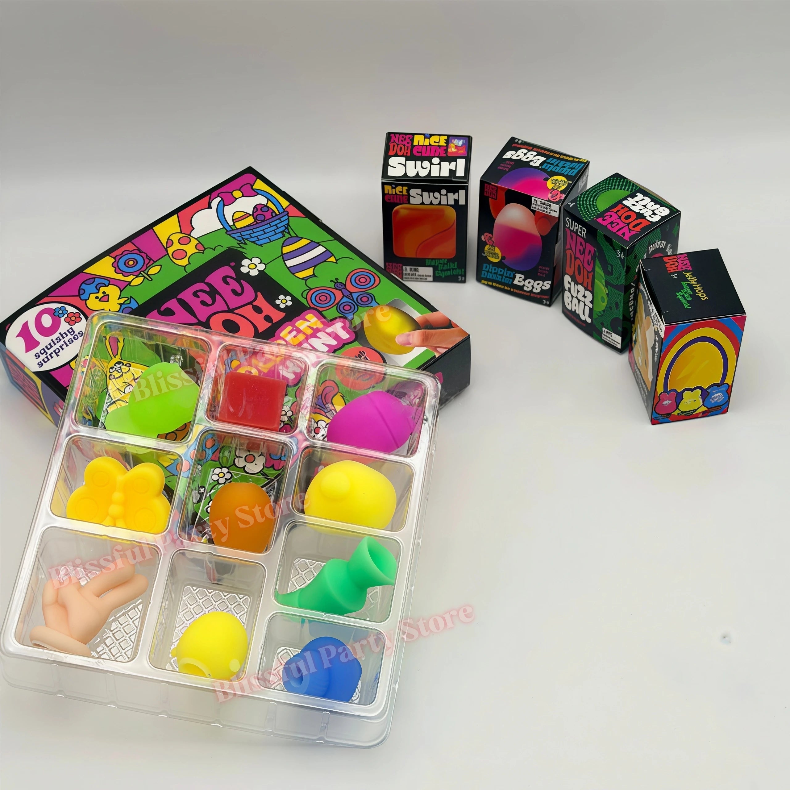 Needoh Nice Cube Sensory Stress Reliever Fidget Tool for Anxiety & Focus Desk Sensory Cube for Adults & Kids Party Favors Gifts