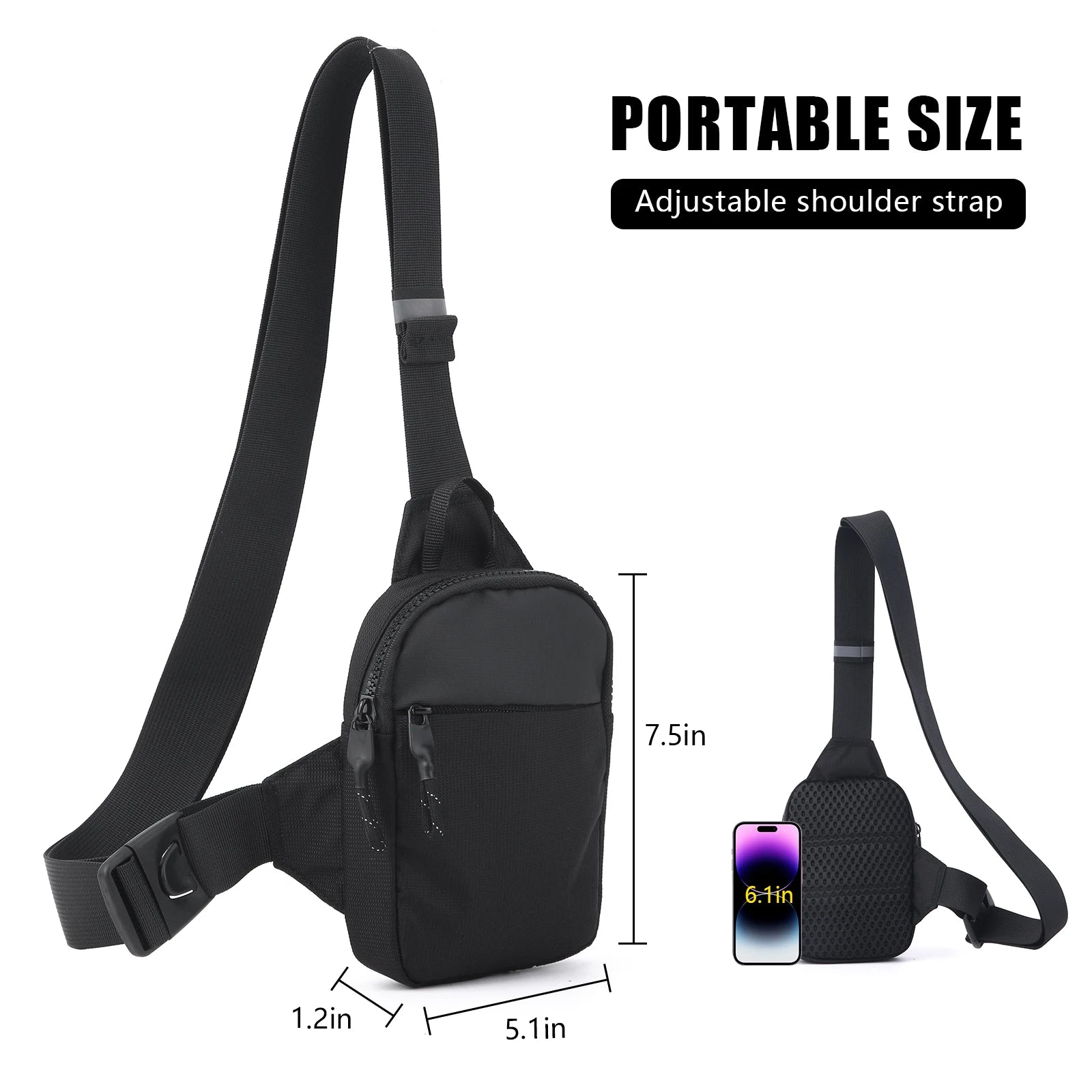 Casual Men Shoulder Chest Bag Nylon Waterproof Outdoor Sport Running Cycling Belt Bag Large Capacity Travel Phone Pouch Bag
