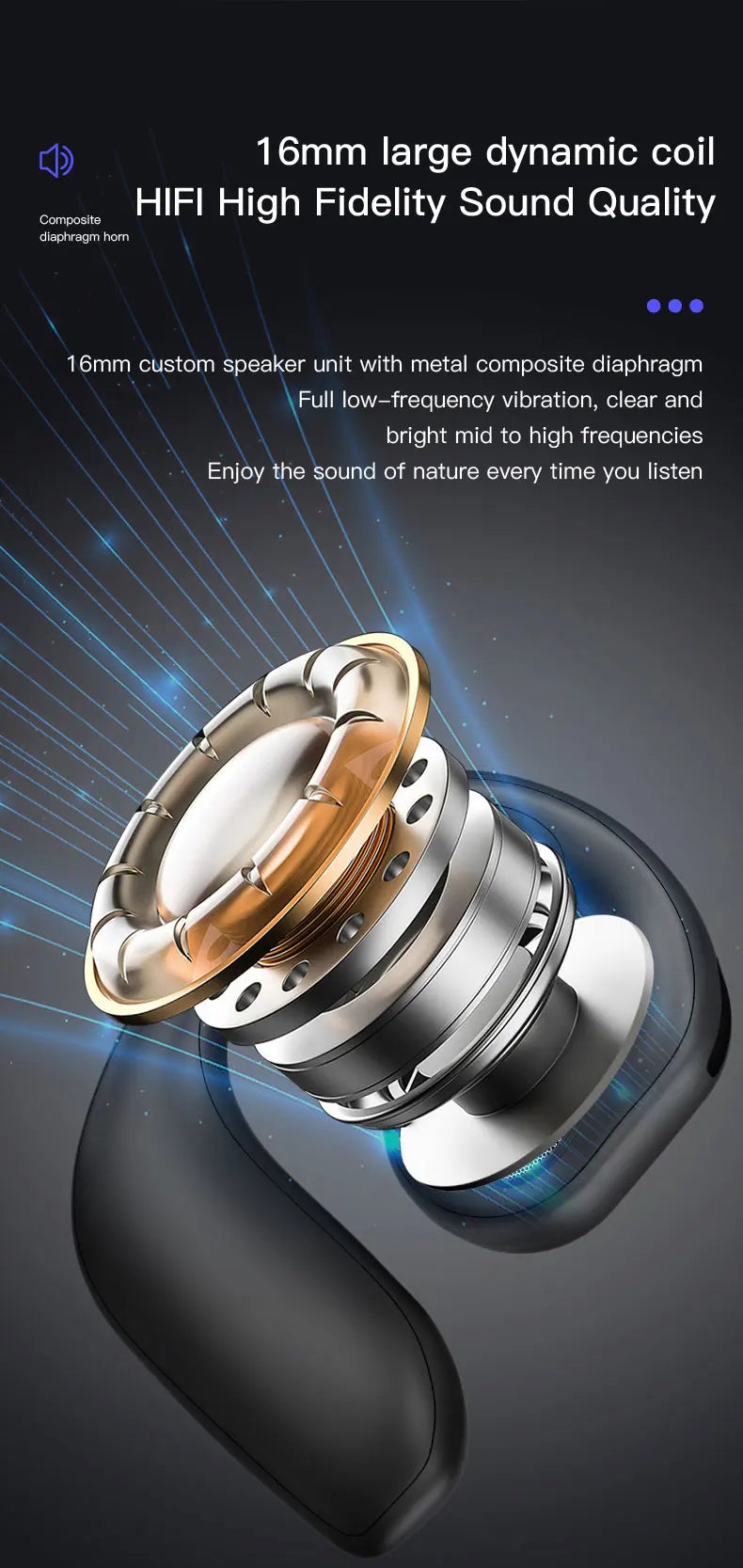 Wireless Headphone Bluetooth 5.3 Headset Hands-free Noise Control Stereo Music Earphone With Mic Work On All Smartphone
