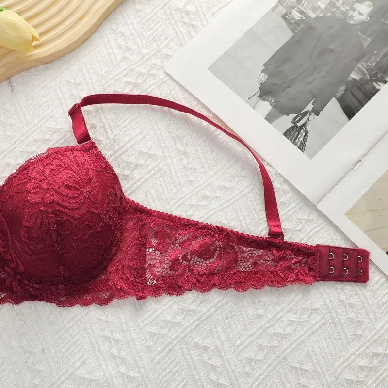 2Pieces Bras and Panty Sets Sexy Lace Transparent Floral Clothing Underwire Push Up Lingeries For Woman