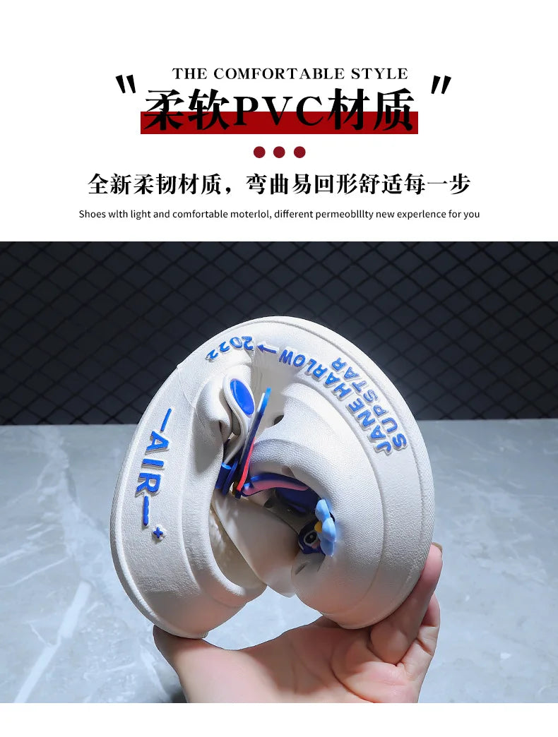 Stitch Cave Shoes 2024 Summer New Ins Trendy Outerwear Versatile Anti slip Thick Bottom Beach Headover Slippers for Men