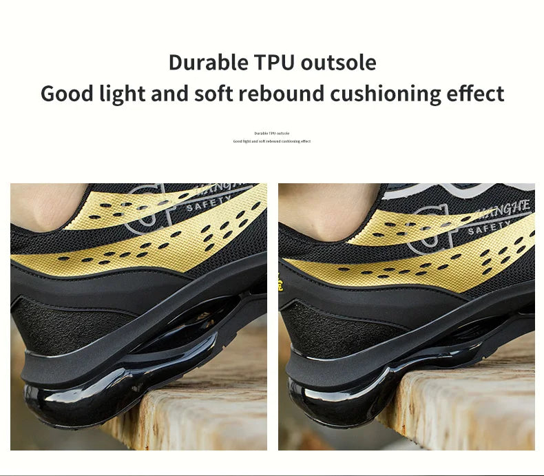 Steel Toe Safety Shoes Anti-smash Anti-Puncture Work Boots Men Slip Resistant Breathable Outdoor Work Indestructible Shoes