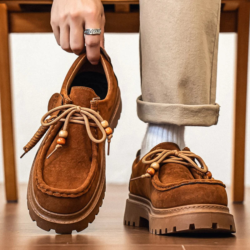 Men's Wide Toe Barefoot Shoes Classic Retro Casual Shoes Lightweight Outdoor Sports Walking Shoes Brown Thick Soled Work Shoes
