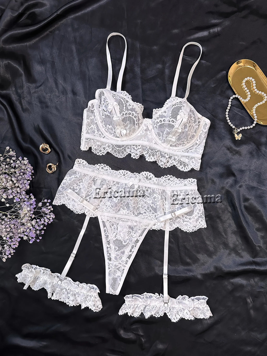 Lingerie Set Transparent Bra Set Hot Erotic Sexy Costumes Solid Color Underwear Seamless Bra Thong Garters Sexy Lingerie Sets