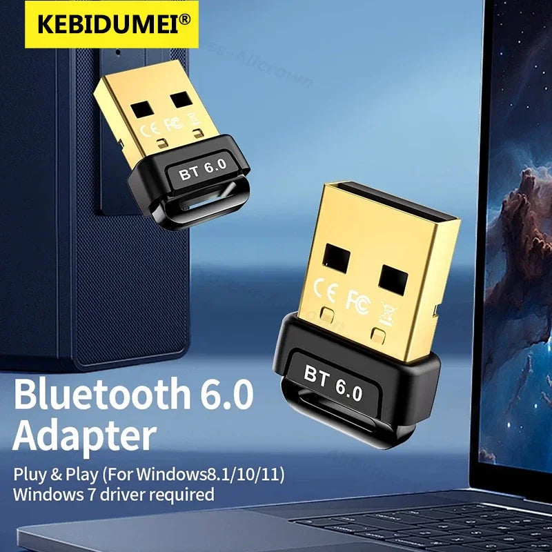 USB Bluetooth 6.0 5.4 Adapter Transmitter Bluetooth Receiver Audio Bluetooth Dongle Wireless USB Adapter for Computer PC Laptop