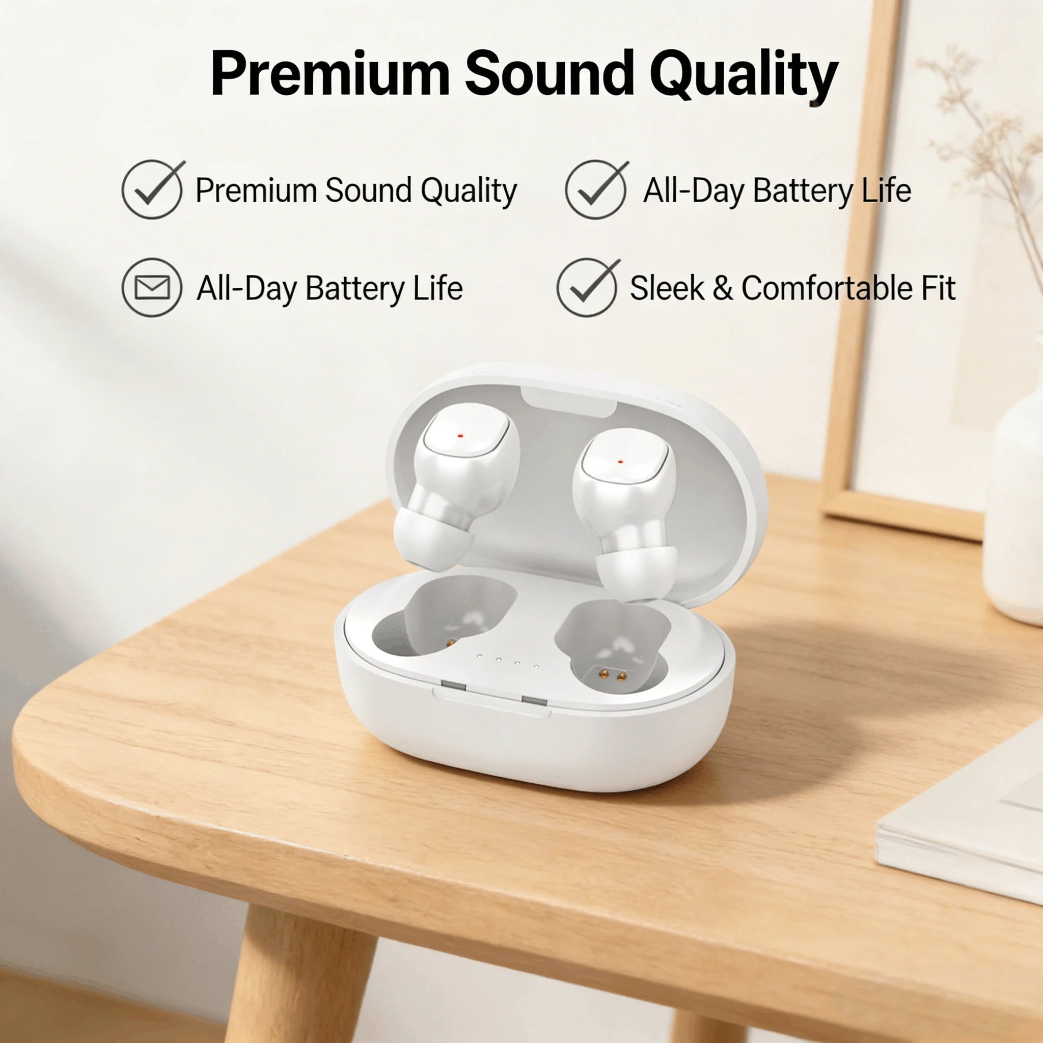 Wireless Bluetooth Earbuds, Mini In-Ear Design, Ultra Comfortable Fit, High-Definition Lossless Sound Quality.