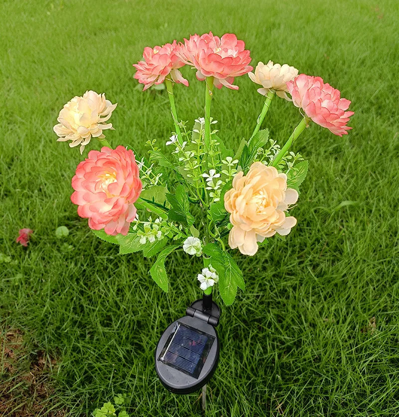 Solar LED lights, snow lotus flower lawn lamp, outdoor waterproof yard lights, garden courtyard,holiday party decoration