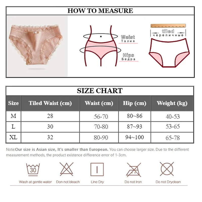 Lingerie Underwear Women Bow New Lace Panties Briefs Low Waist Solid Color Middle-Waisted Underpants Female Lingerie Briefs