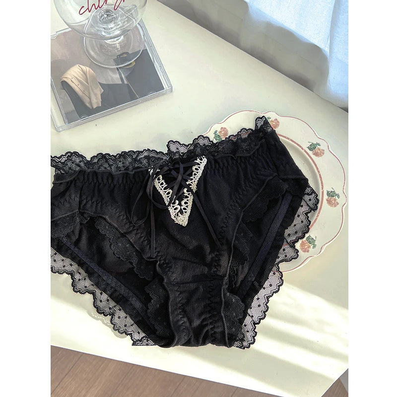 Lingerie woman sexy panties cotton fabric ropa interior femenina lace sweet underwear women cute ribbon plus size ropa interior