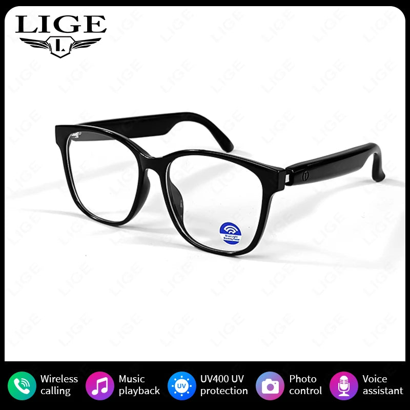 LIGE Bluetooth Inteligente Glasses Life Waterproof Smart Glasses Anti-blue Glasses Anti-ultraviolet Sunglasses for Android iOS