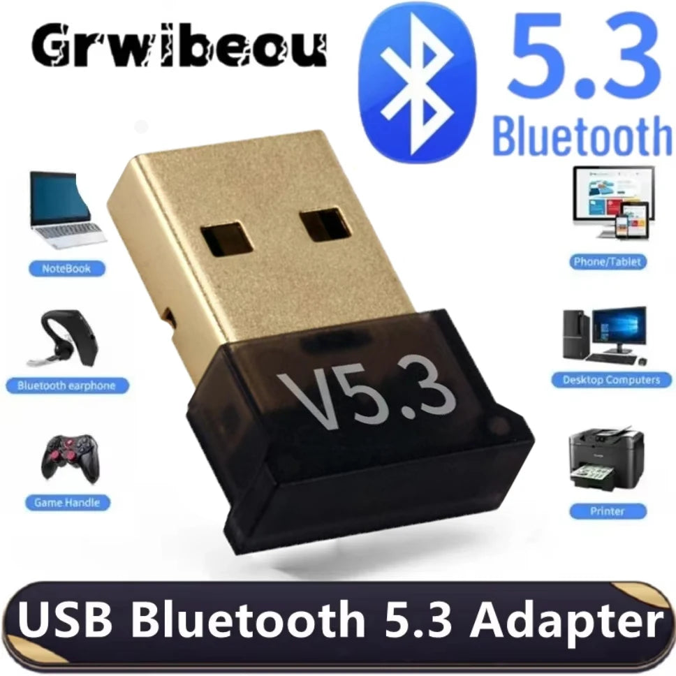 USB Bluetooth 5.3 Adapter Wireless Bluetooth 5.1 Dongle Adapter for PC Laptop Wireless Speaker Audio Receiver USB Transmitter
