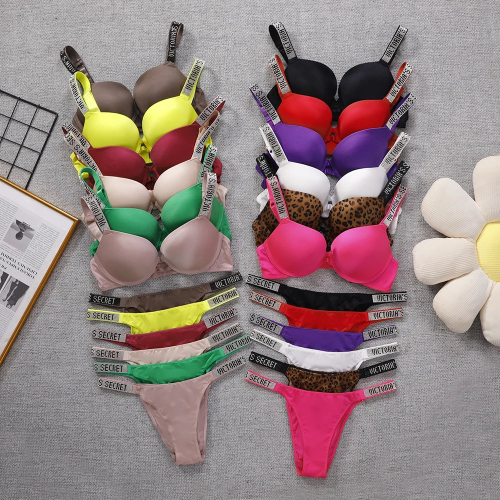 V Bra Panty Set Women Lace Push Up Bralette Seamless Comfortable Breathable Lingerie Home Wear Set Lingerie Set Underwear Set