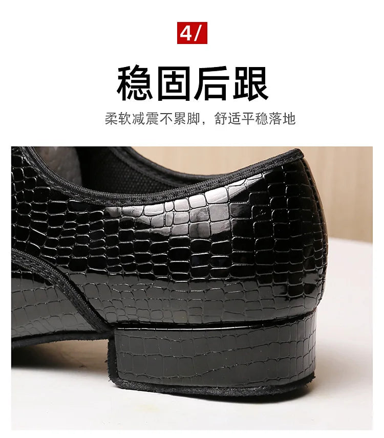 Men Modern Dance Shoes Man Outdoor Dance Leather Latin Jazz Shoes Indoor Suede Sole 2.5CM Heels Ballroom Waltz Shoes Stage Wear