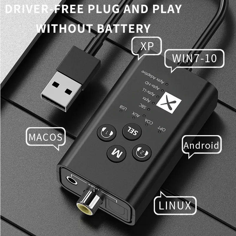 Bluetooth 5.2 Transmitter APTX HD LL Low Latency Adaptive USB Wireless Audio Adapter Optical Coaxical AUX For PS4 Notebook PC TV