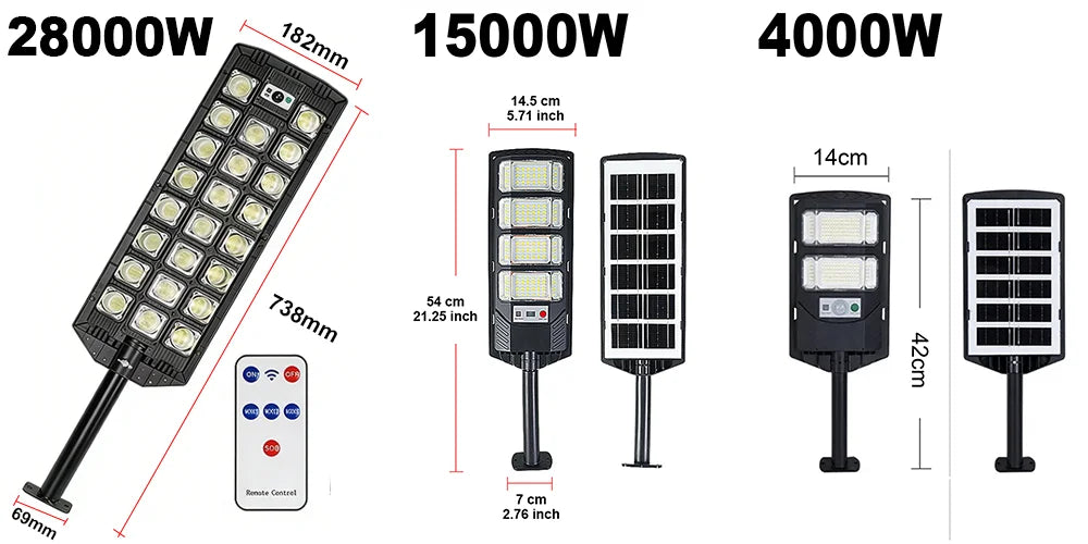 28000W Ultra Powerful Solar Light Outdoor Super Bright Solar Street Lamp Dusk to Dawn Security Flood Light Remote Control Garden