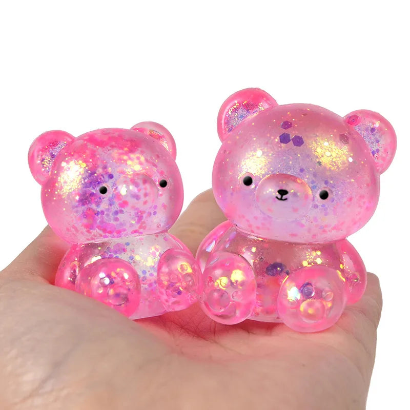Fidget Bear Toy Squishys Glitter Gummy Bear Needoh Small Cute Animal Anti Stress Fidget Splat Decompressions Vent Squeeze Toy