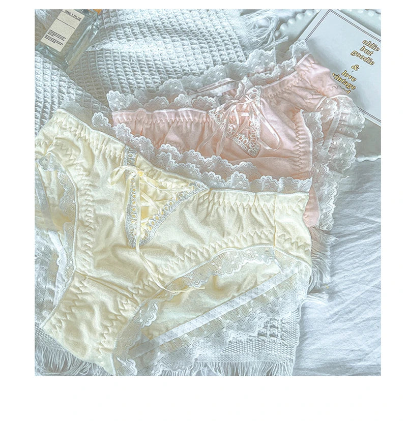 Lingerie woman sexy panties cotton fabric ropa interior femenina lace sweet underwear women cute ribbon plus size ropa interior