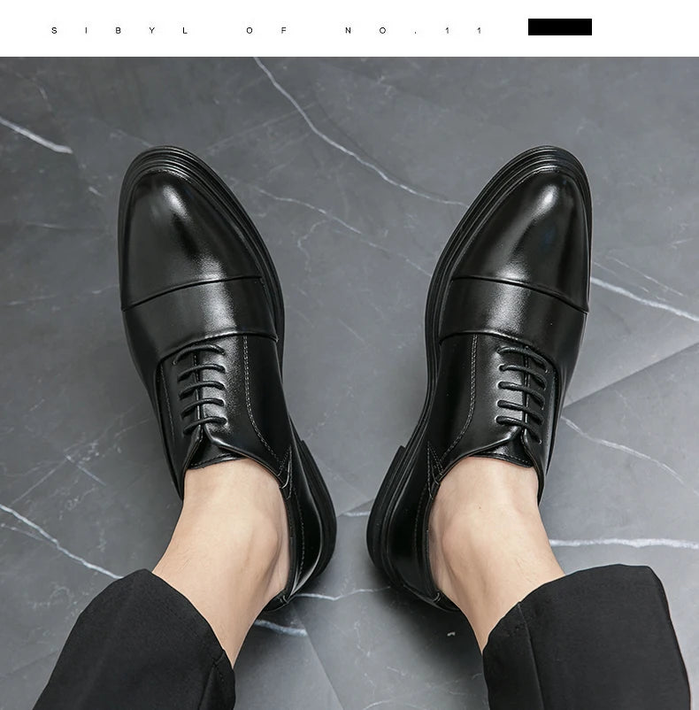 Man Casual Business Shoes Men Patchwork Leather Oxfords Fashion Dress Flats Leisure Office Men's Formal Wedding Shoes