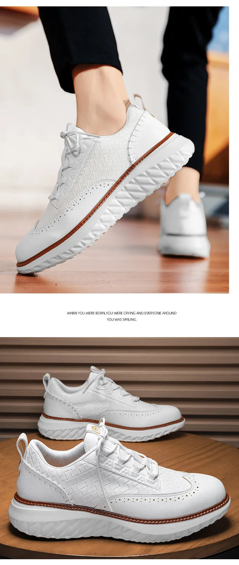 New Shoes for Men Leather Casual Shoes Fashion Breathable Brogues Sport Shoes Street Cool Chunky Sneakers
