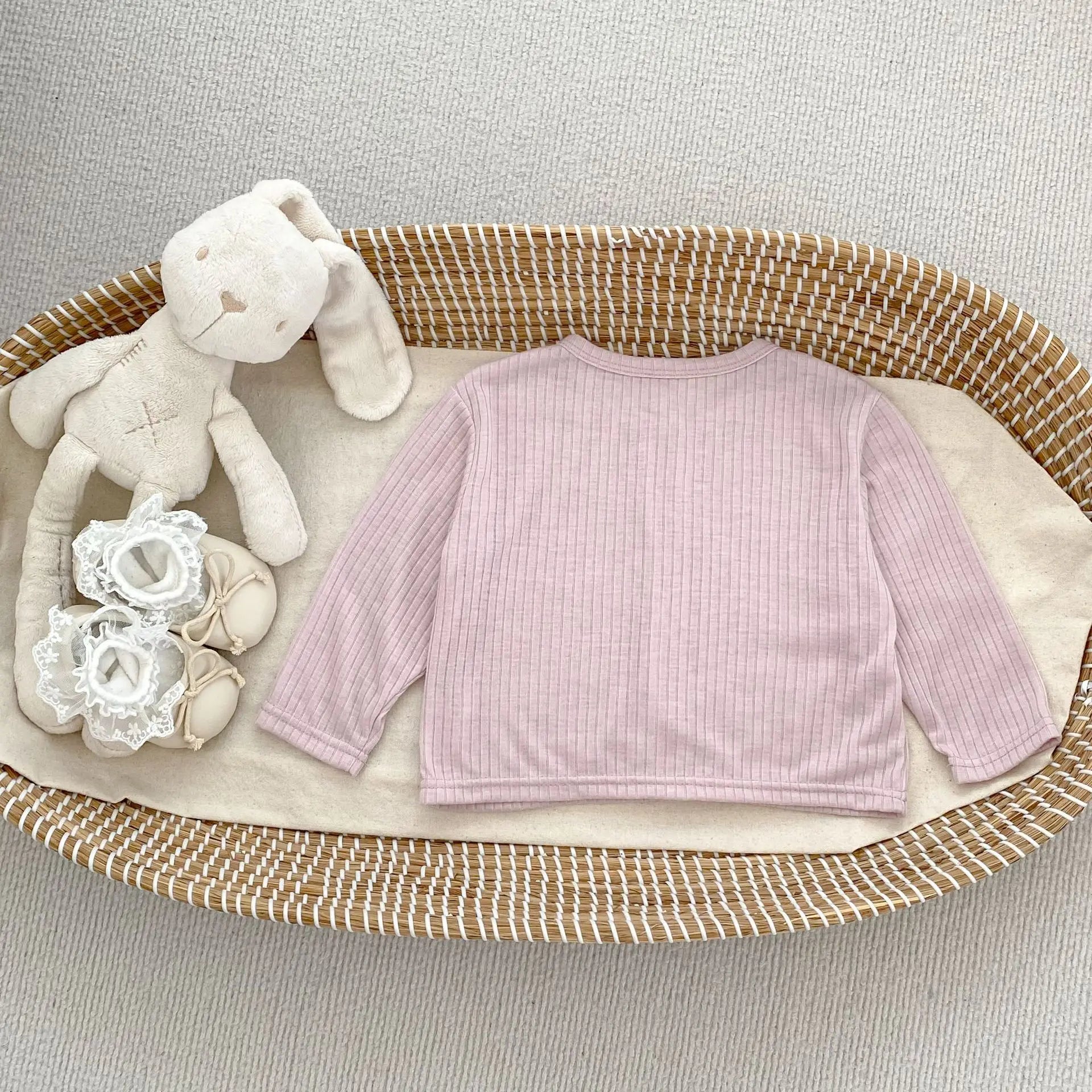 Summer Baby Girl Sunscreen Shirt Solid Color Simple Round Neck Air Conditioning Cardigan Lightweight Breathable Girl's Coat