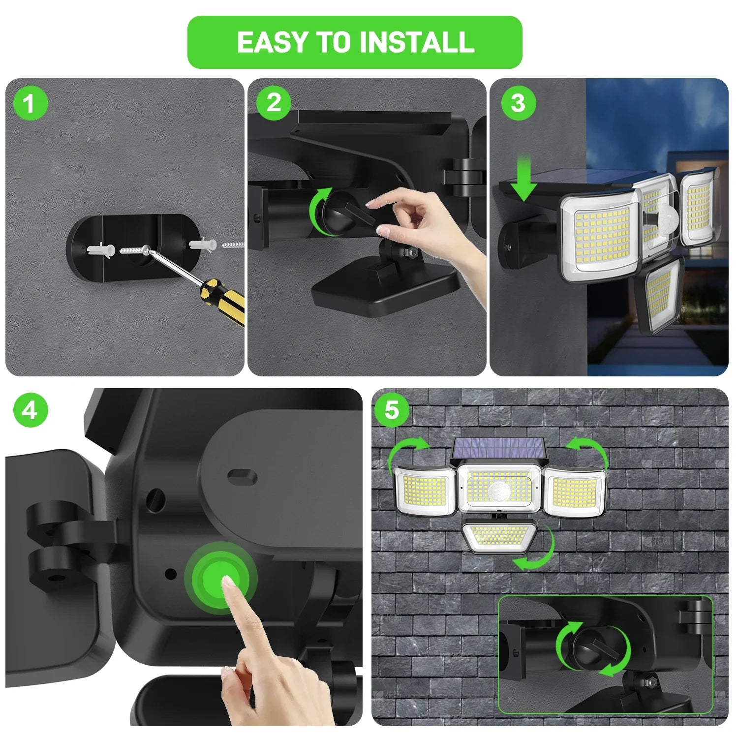 Solar Outdoor Lights 278LED IP65 Waterproof Motion Sensor Security Lights with Remote Control Solar Wall Lamp for Garden