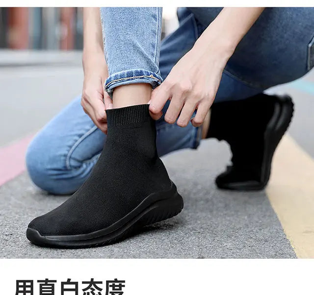 Men's and women's new high-top casual sports shoes walking flat ankle boots lovers non-slip shoes autumn and winter