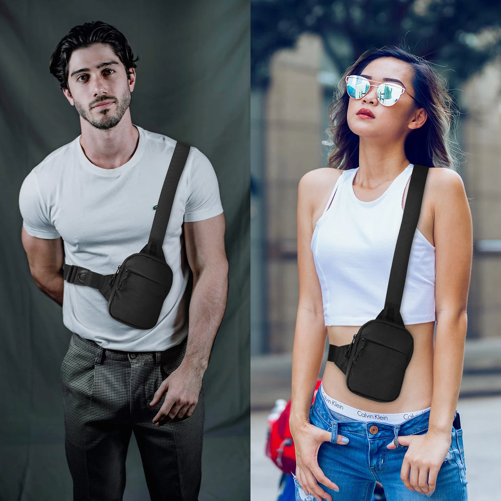 Casual Men Shoulder Chest Bag Nylon Waterproof Outdoor Sport Running Cycling Belt Bag Large Capacity Travel Phone Pouch Bag