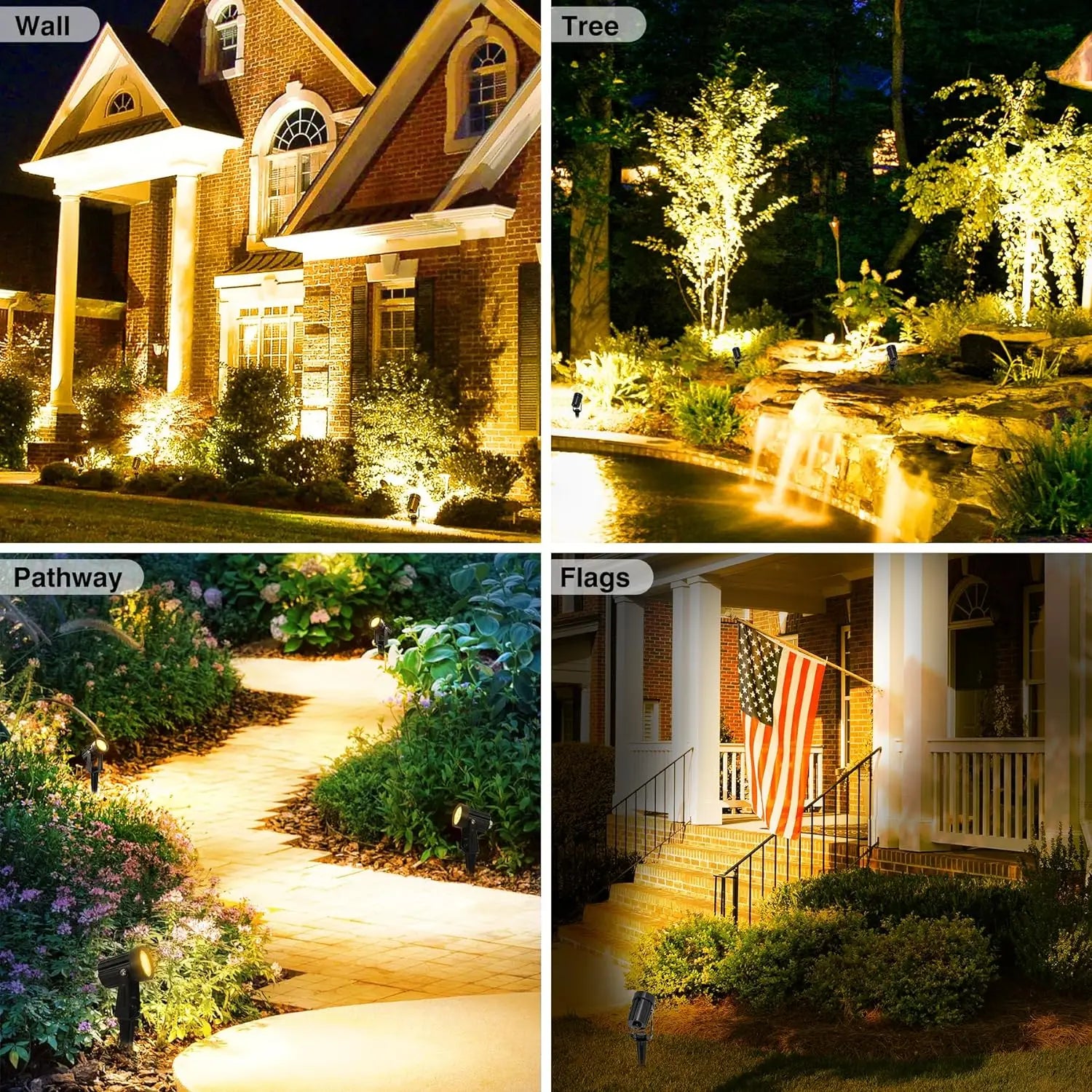 Solar Power Spot Lights Outdoor Safety Landscape Lawn Lamp IP65 Waterproof for Garden Yard Pathway Garage Driveway Porch Walkway