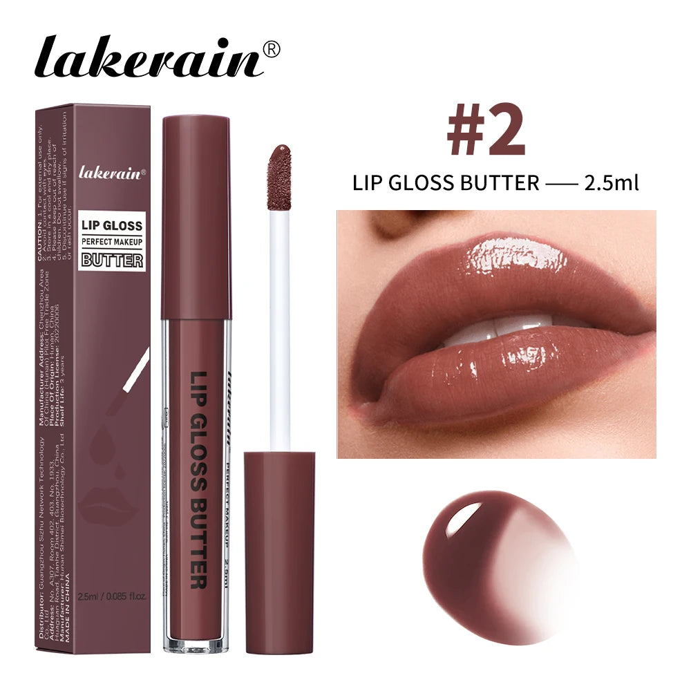 Lakerain Lip Gloss Butter  Long Lasting Non-stick  Beauty Waterproof Lip Stain Makeup Plumping Hydrating Lip Gloss Cosmetics