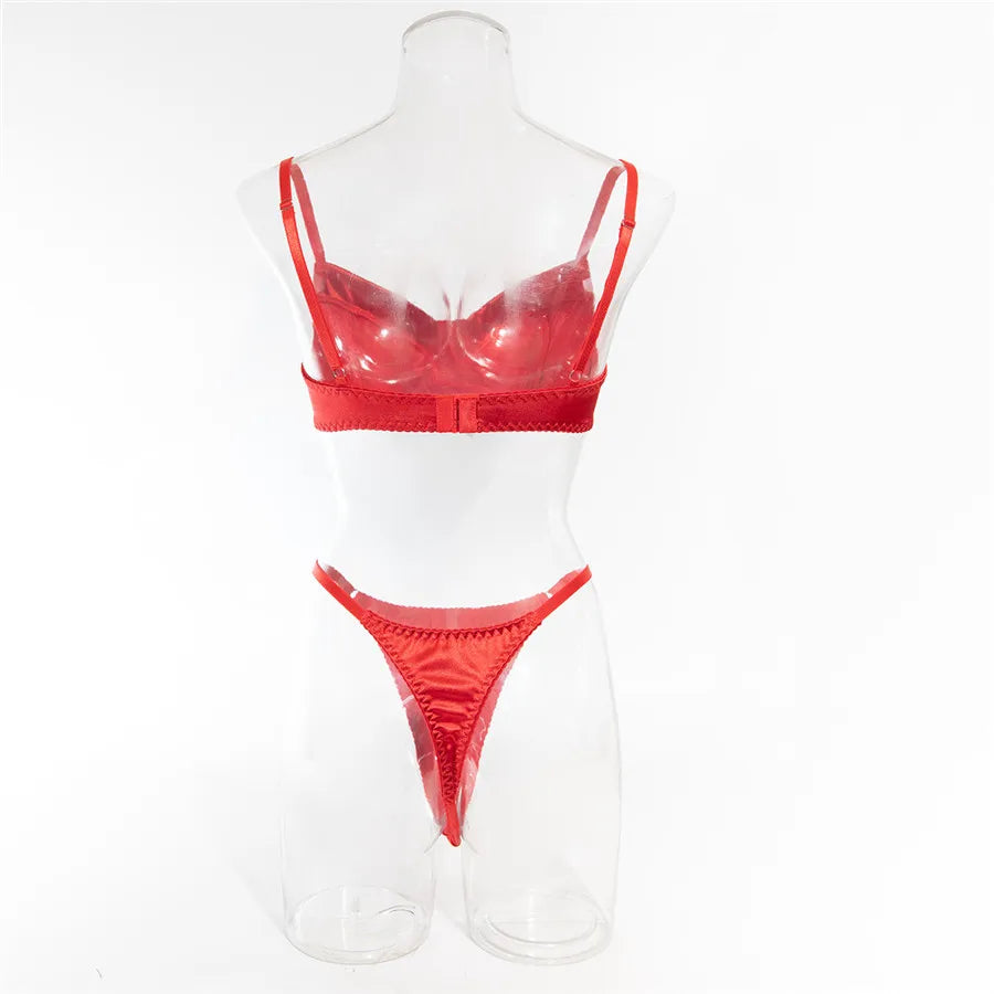 Female Sexy Bra Brief Sets Traceless Solid Romantic Lingerie Vintage Thin Underwear Panties Comfortable New Arrival Exotic Sets