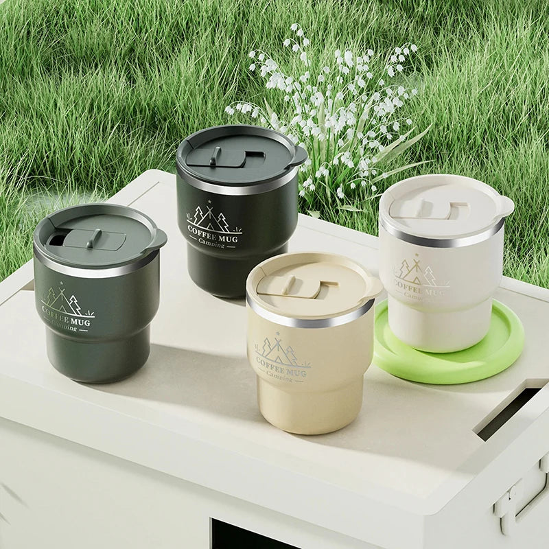 400ML Thermal Cup 304 Stainless Steel Double Layer Insulated Water Cup Office Milk Coffee Mug Student Portable Sealed Tumbler
