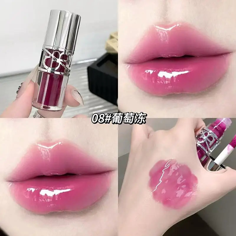 Clear Glass Gray Coffee Shine Lip Gloss Mirror Watery Moisturize Plumper Long Lasting Lip Tint Juicy Lip Oil Gloss Stain Makeup