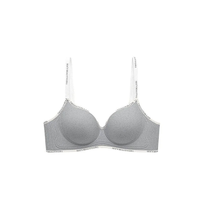 Lingerie Women Gathered Spring and Summer Non-marking Non-steel Ring Soft Support Anti-Sagging Bylift Letters Comfortable Bra