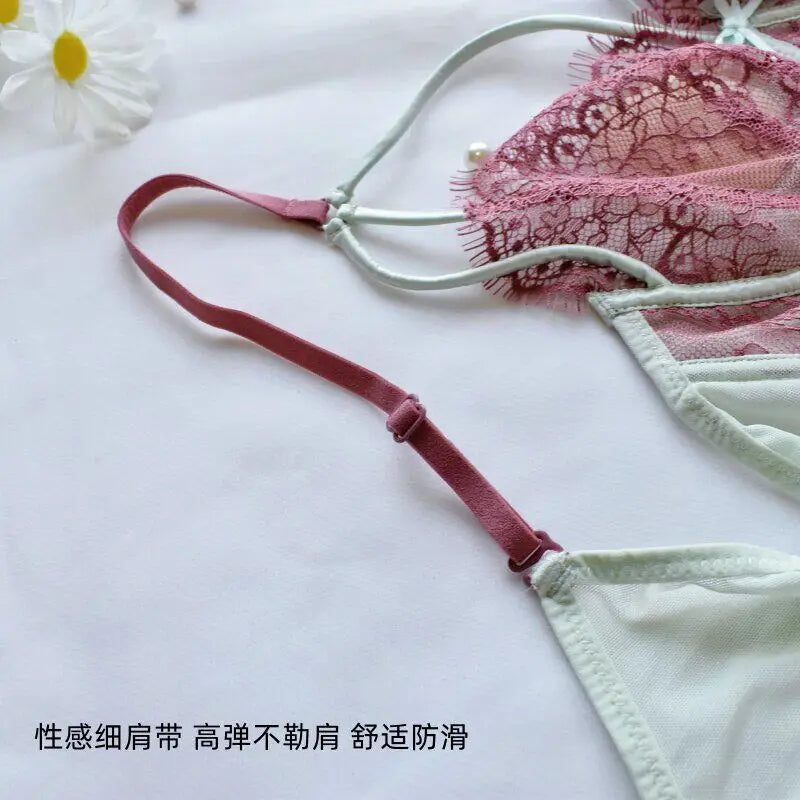 Lingerie Sexy Dentelle Ensemble, Ultra Fin Style Français, Bonnet Confort Anti Affaissement, Respirant Tailleur Confortable pour