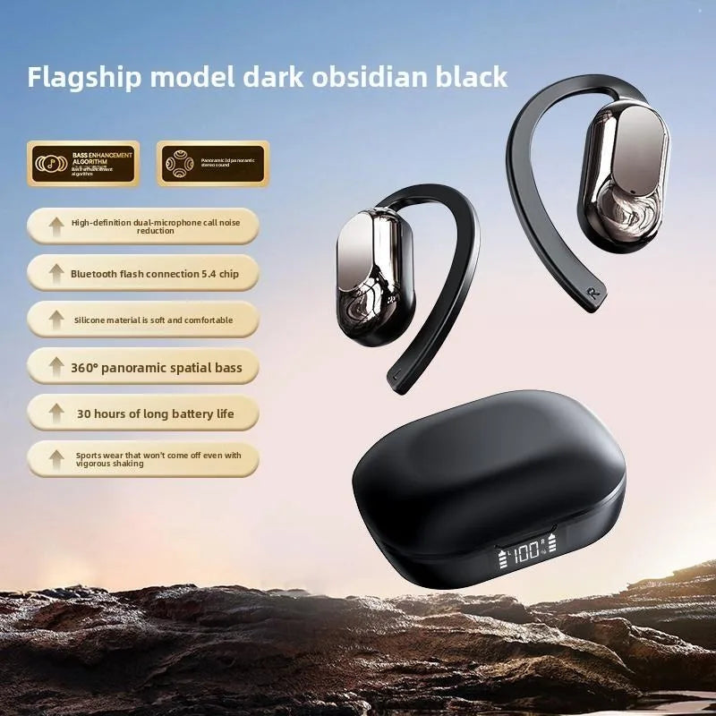 Bluetooth 5.3 Earphones True Wireless Headphones with Mic Button Control Noise Reduction Earhooks Waterproof Headset for Sports
