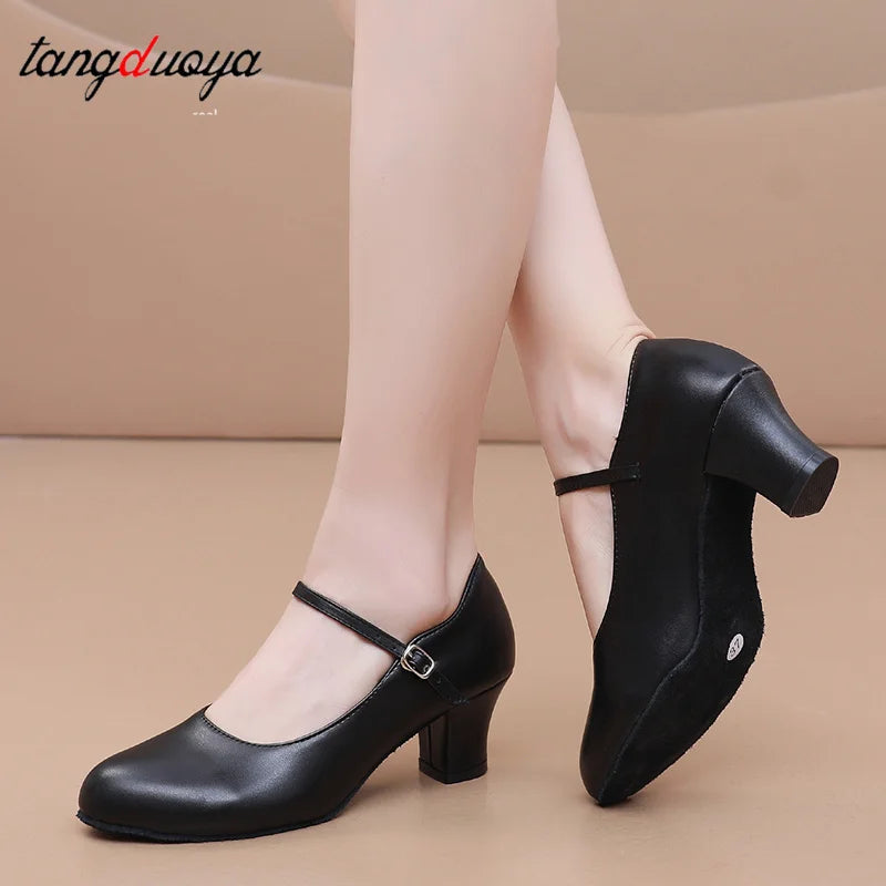 New women's dance shoes Latin party Social Dancing tango jazz elegant dance shoes closed toe black modern dance shoes 35-45