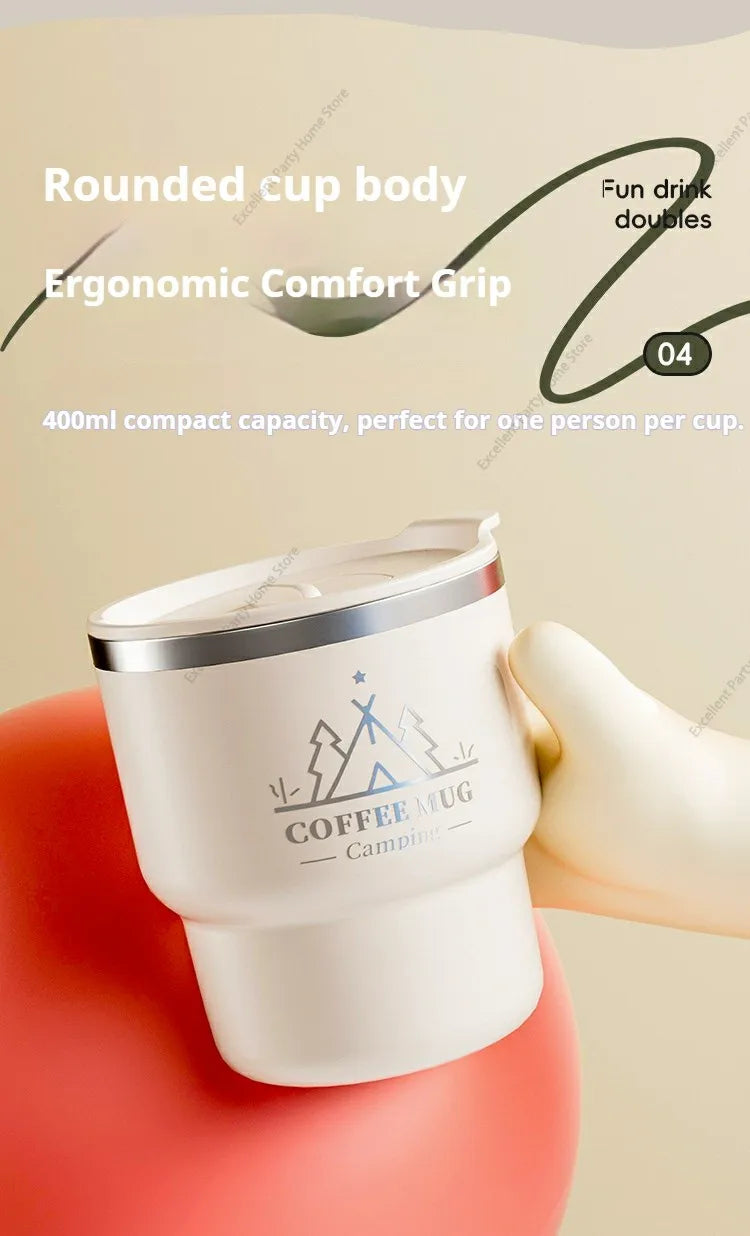 400ML Stainless Steel Thermal Cup Office Coffee Mug Double Layer Insulated Water Cup Portable Keeps Cold and Heat Thermal Mug