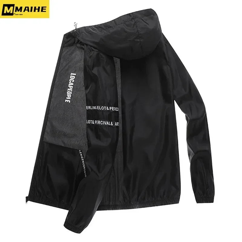 Summer  Sun-Protective Thin Jacket Men tactic Hiking Fishing Cycling Hooded Gym Sport Windbreaker Ultra Light Coats jogging