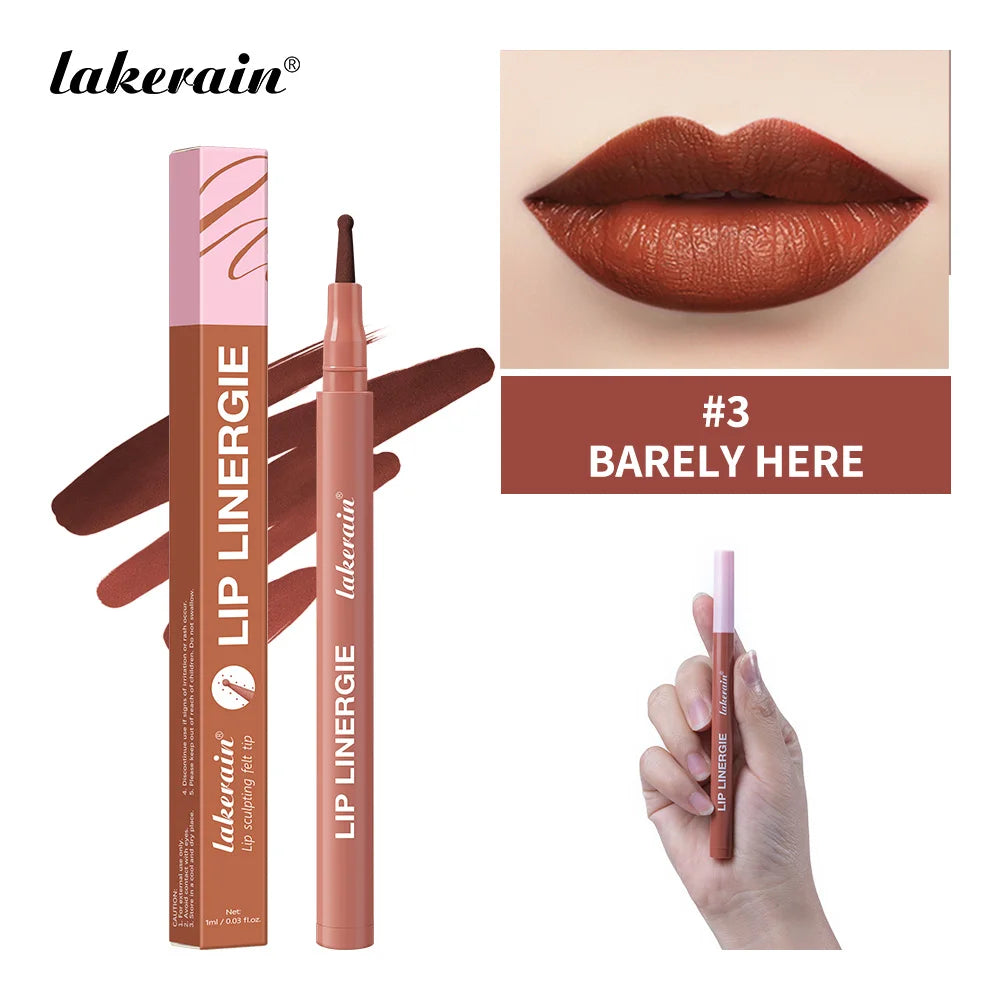 2-in-1 Lip Contour Lip Stain Pen Smudge-proof Non-stick Cup Moisturizing Lip Makeup Cosmetic Dual-Sided Tip Lip Stain & Liner